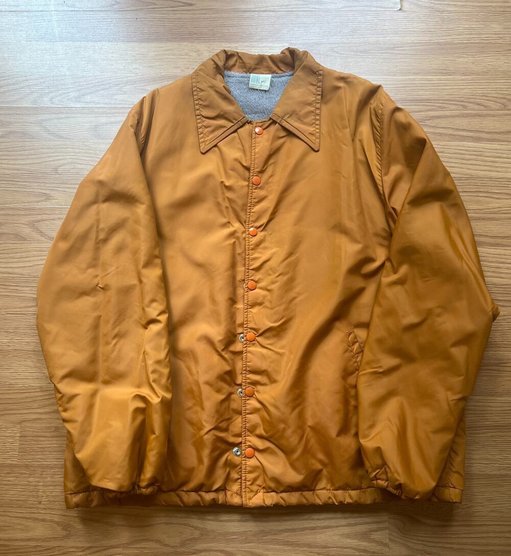 Vintage Howe Athletic Apparel Coaches Jacket Orange Fleece Lined Made in USA XL